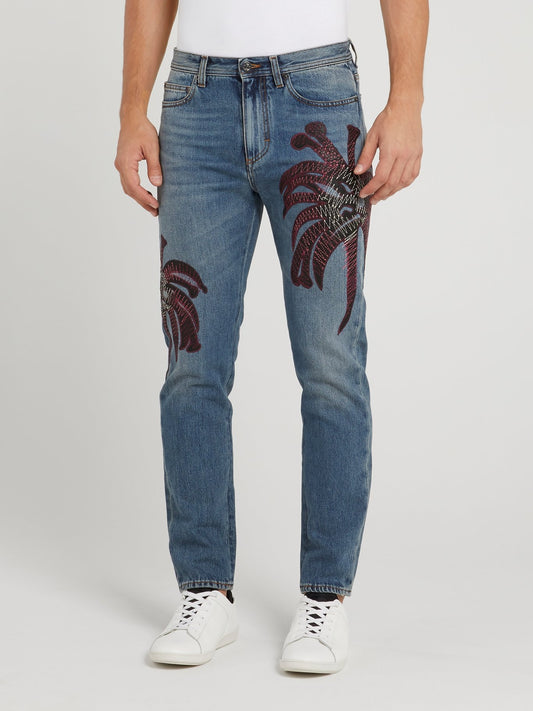 Blue Tropical Stitch Jeans