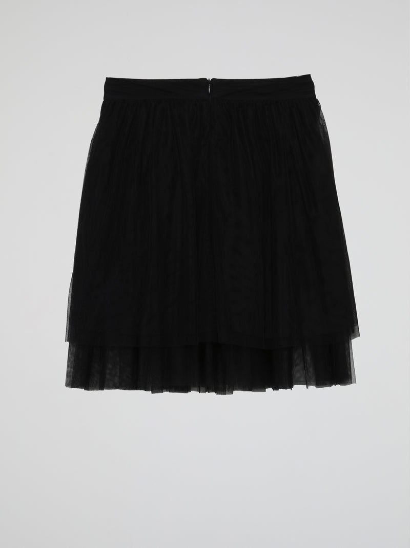 Black Studded Design Layered Short Skirt (Kids)