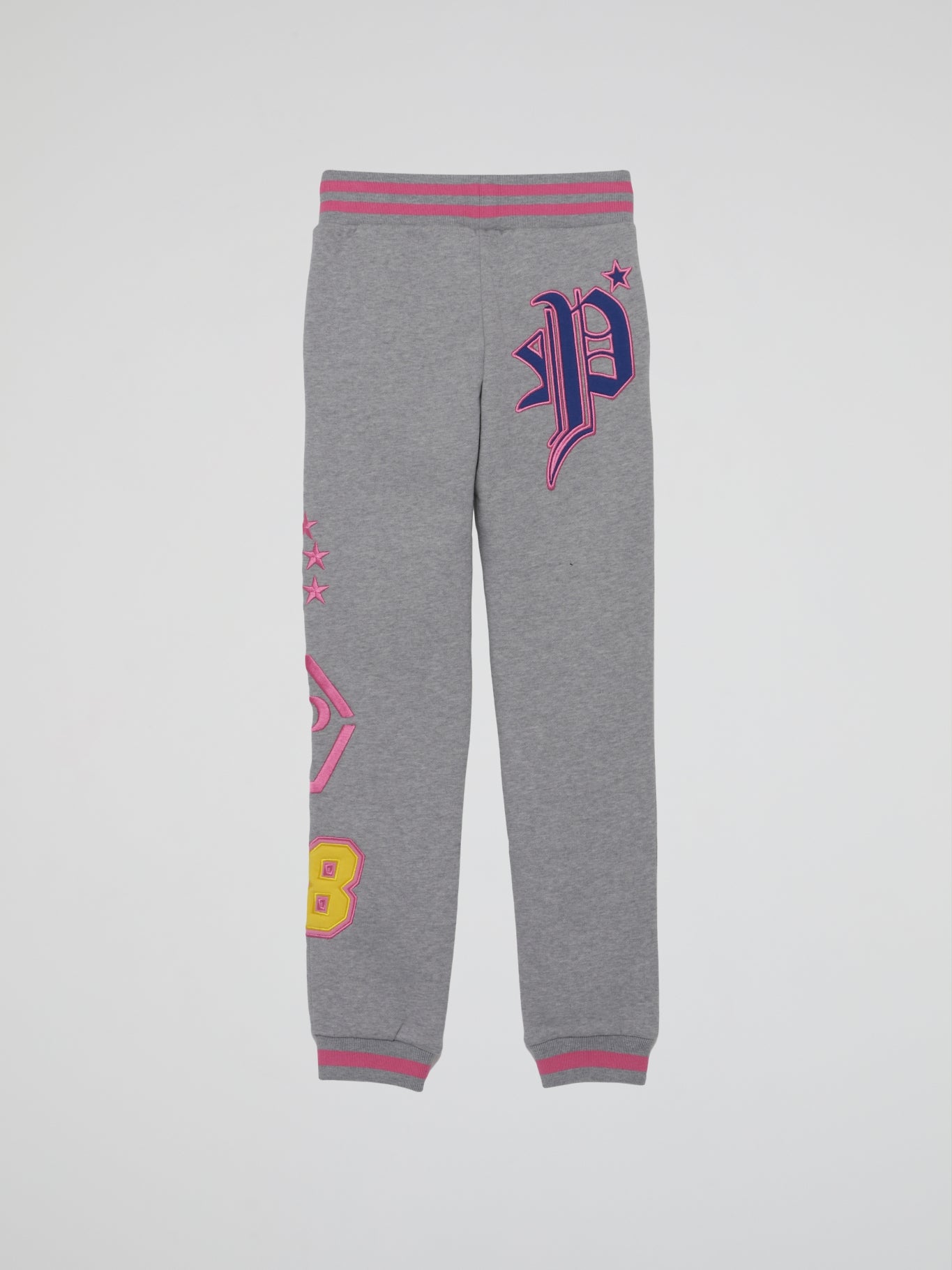 Grey With Pink Logo Design Jogging Trousers (Kids)