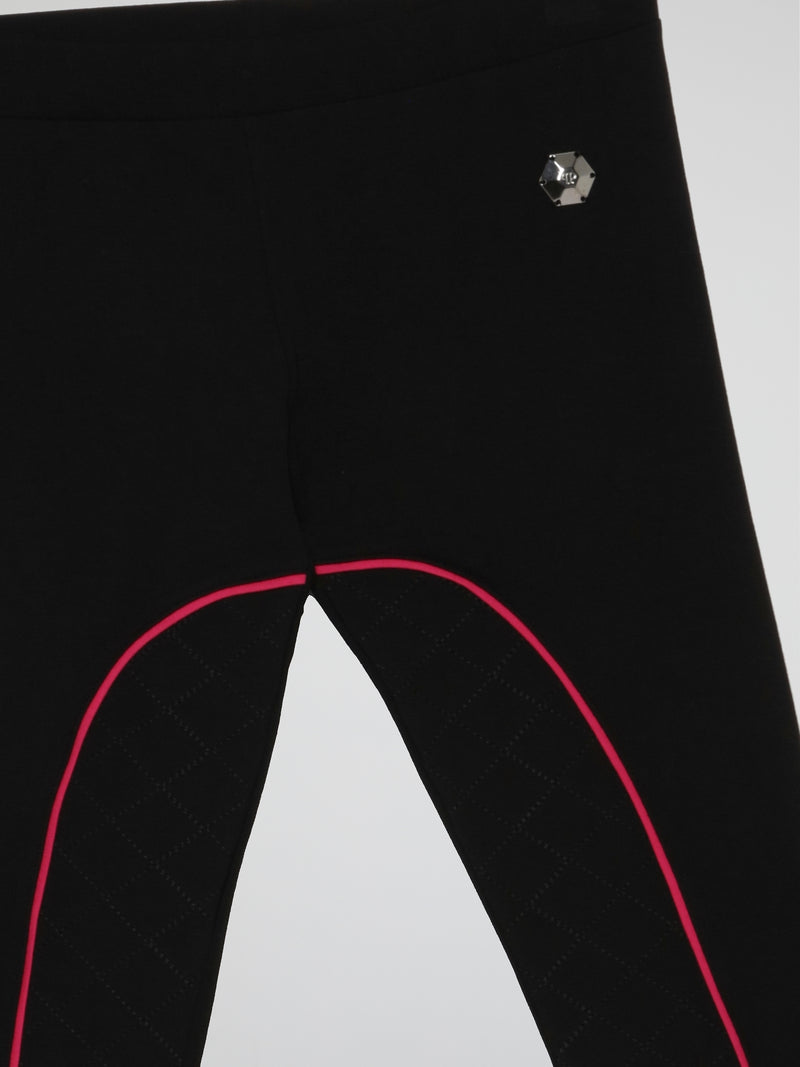 Black With Stud Logo Workout Leggings