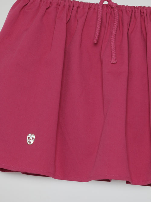 Red With Studded Skull Logo Summer Skirt (Kids)