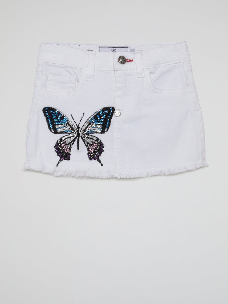 White Butterfly Crystals Skirt (Kids)