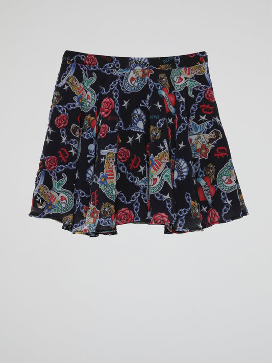 Black Mermaid Print Skirt (Kids)