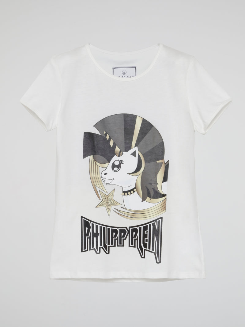 White Unicorn Print T-shirt (Kids)