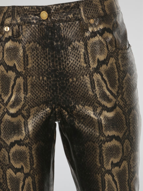 Snake Print Leather Pants