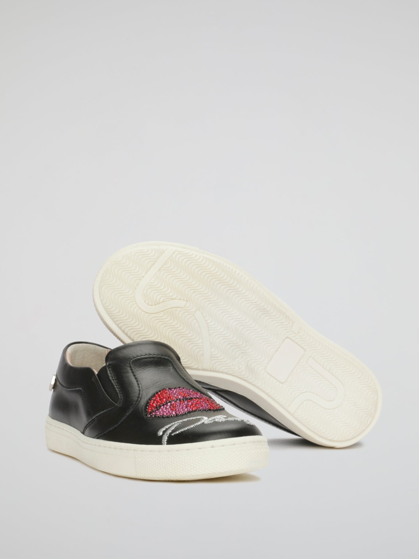 Black Studded Slip-On Sneakers (Kids)