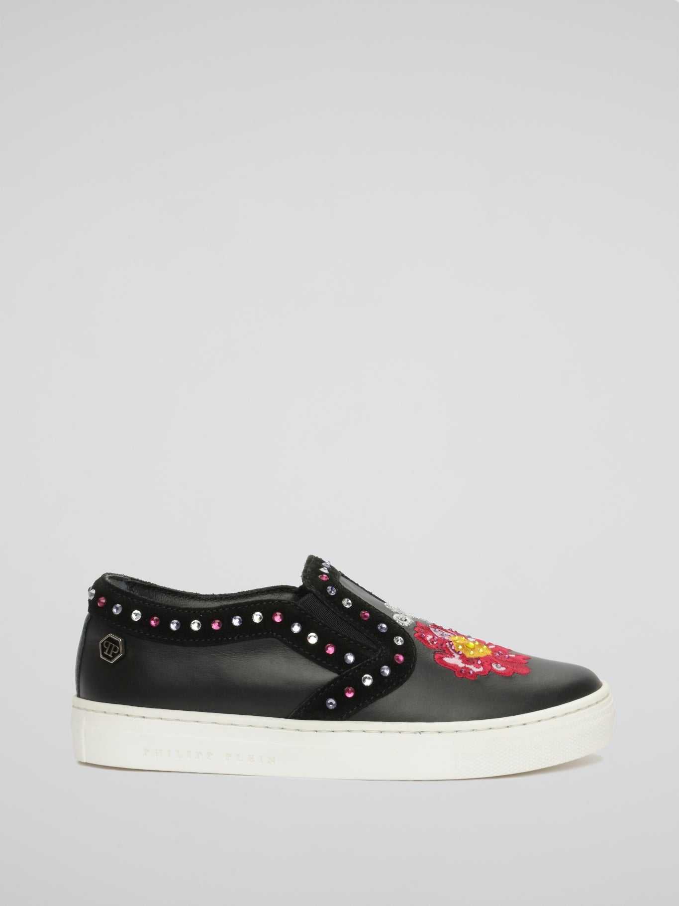 Black Patched Slip-On Sneakers (Kids)