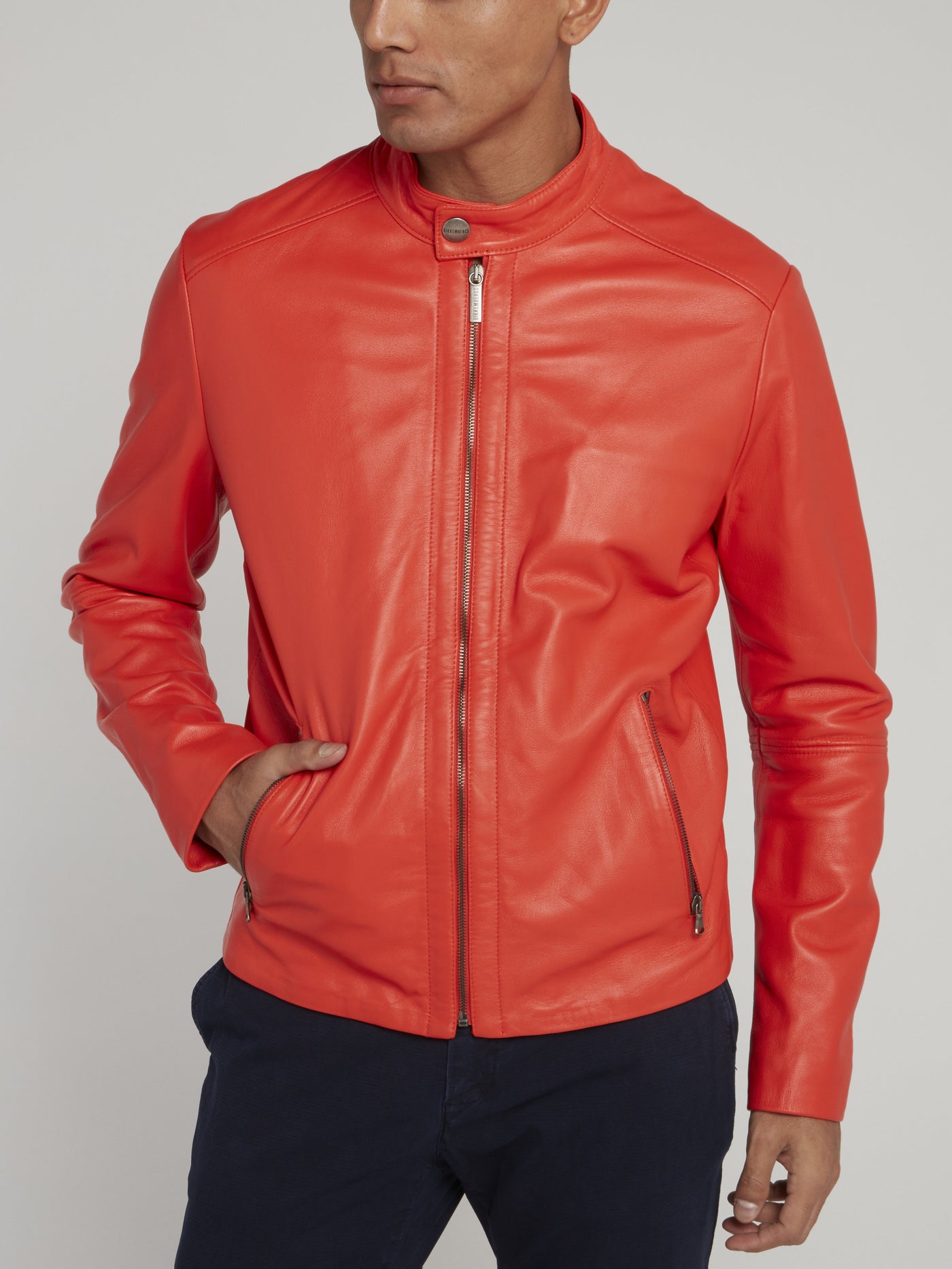 Orange Leather Biker Jacket – Maison-B-More Global Store