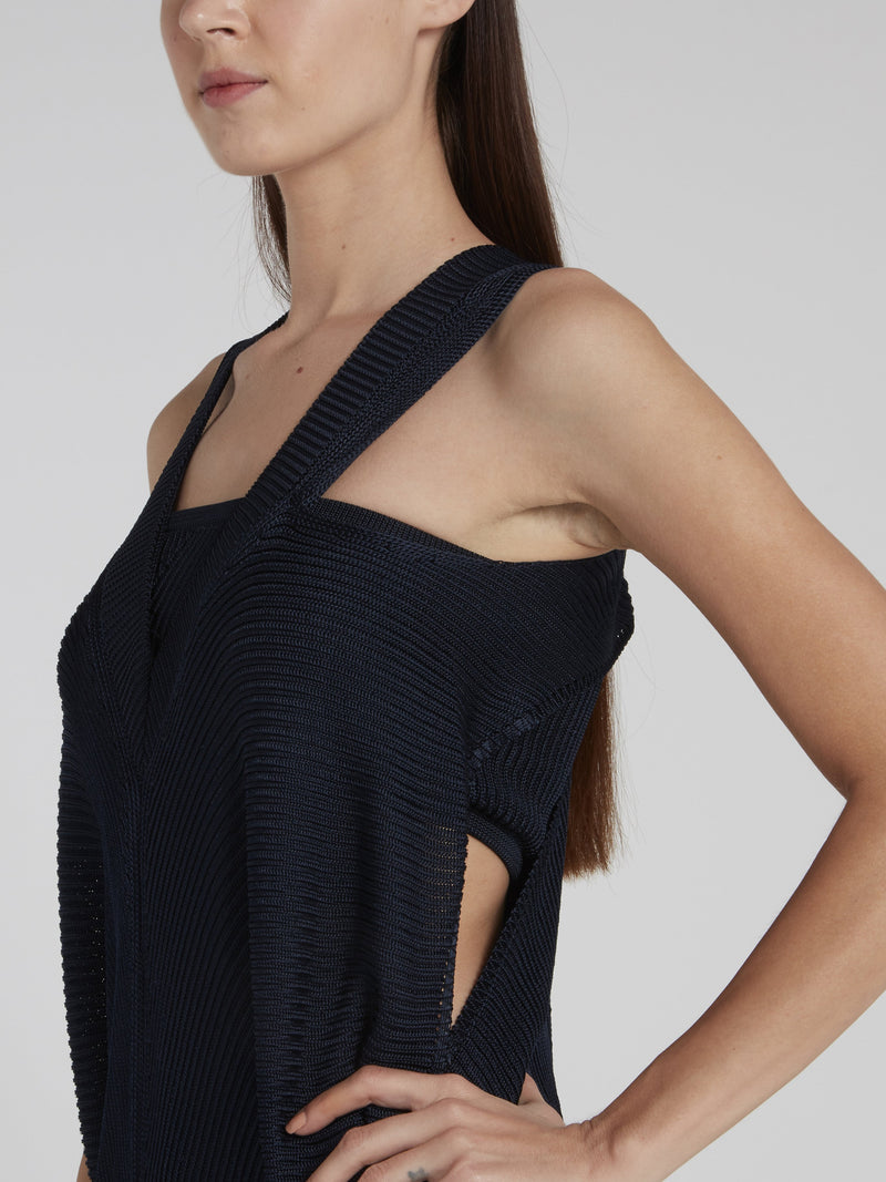 Navy Cut Out Knitted Dress