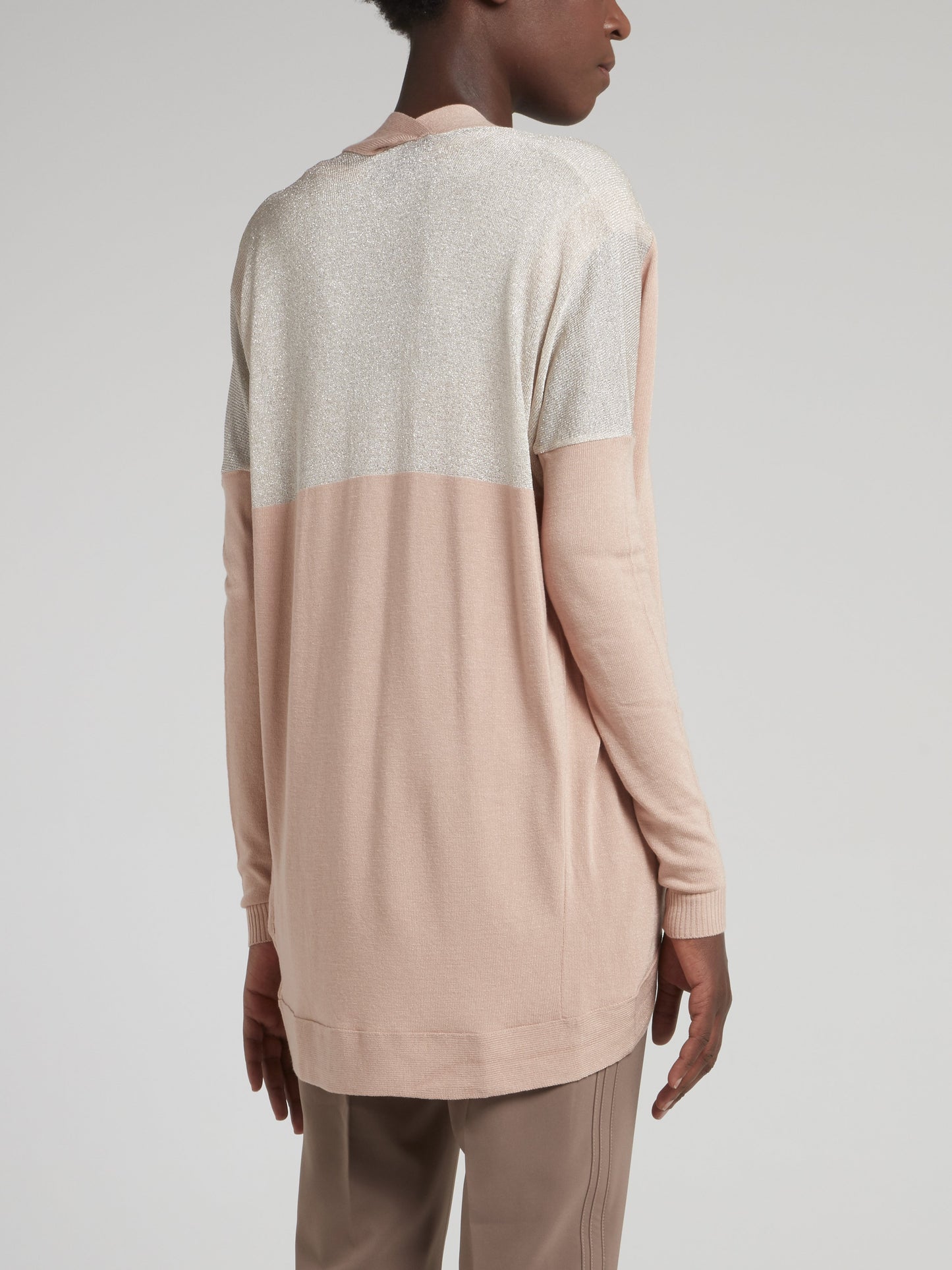 Beige Knitted Silver Panel Top
