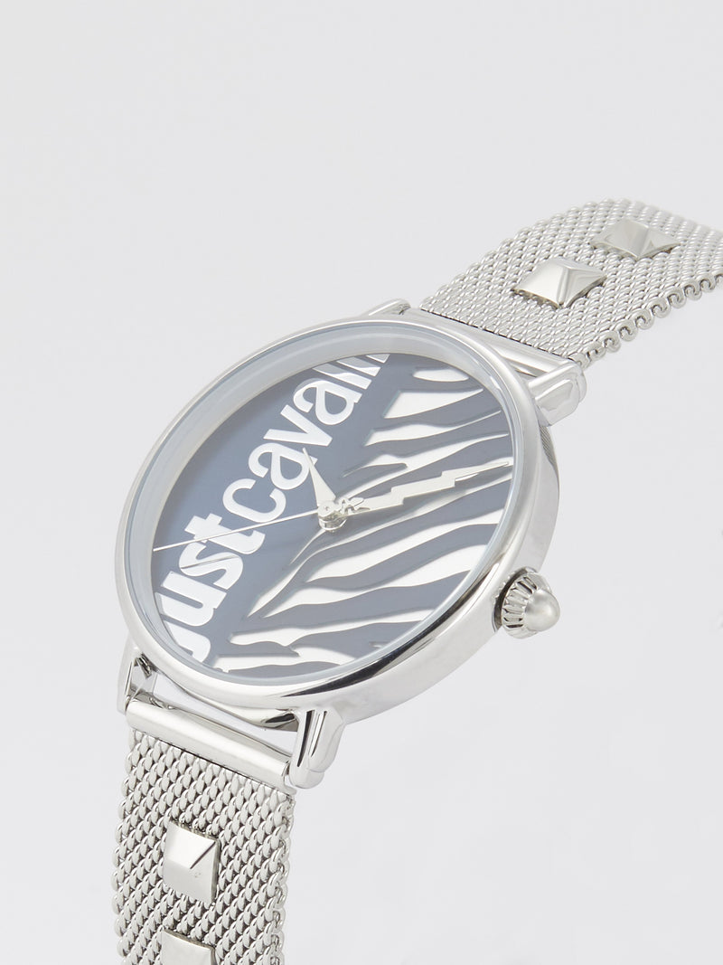 Blue Zebra Effect Steel Watch