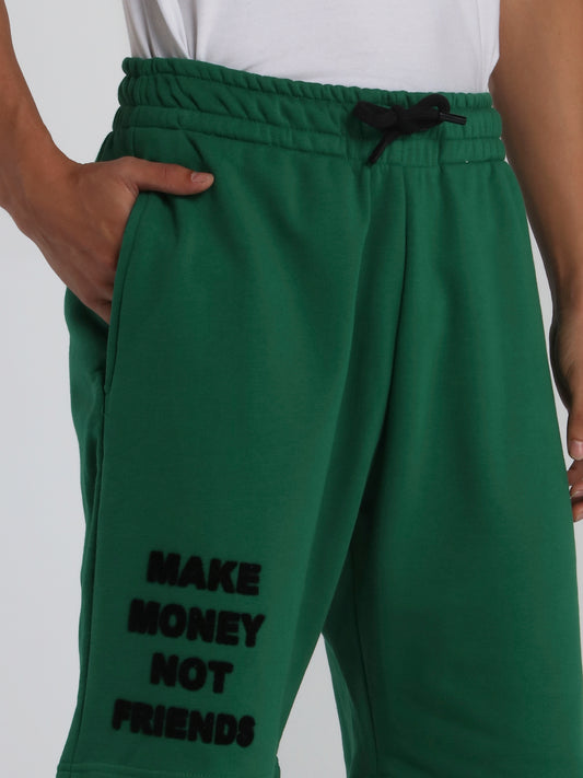 Green Drawstring Logo Shorts